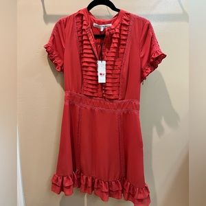 REBECCA MINKOFF | Ariel Tiered Ruffle Hem Red Dress